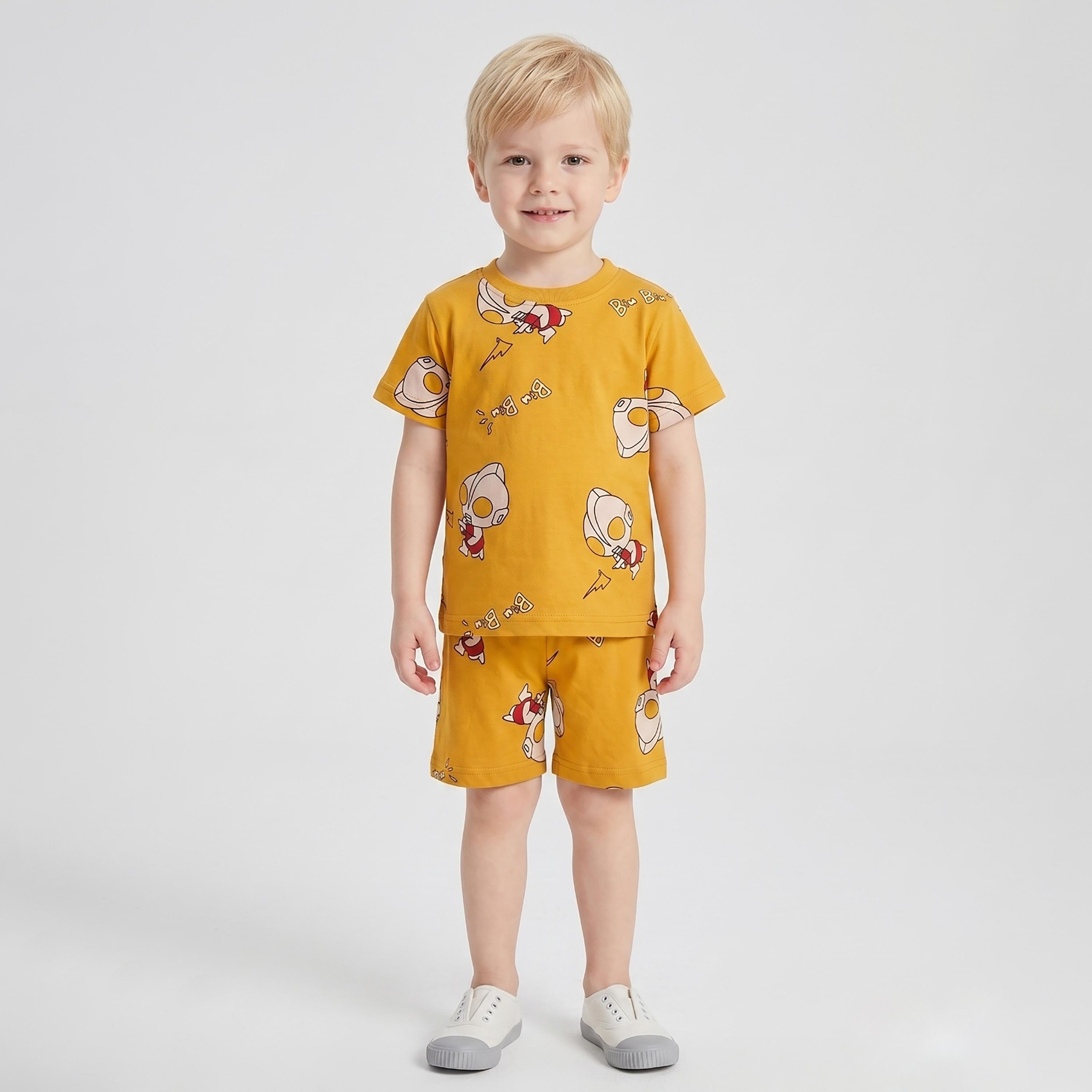 Babyqlo Rocket Print Short Sleeves T-Shirt & Shorts Co-ord Set-boys-clothing-setsandcoords-image-1