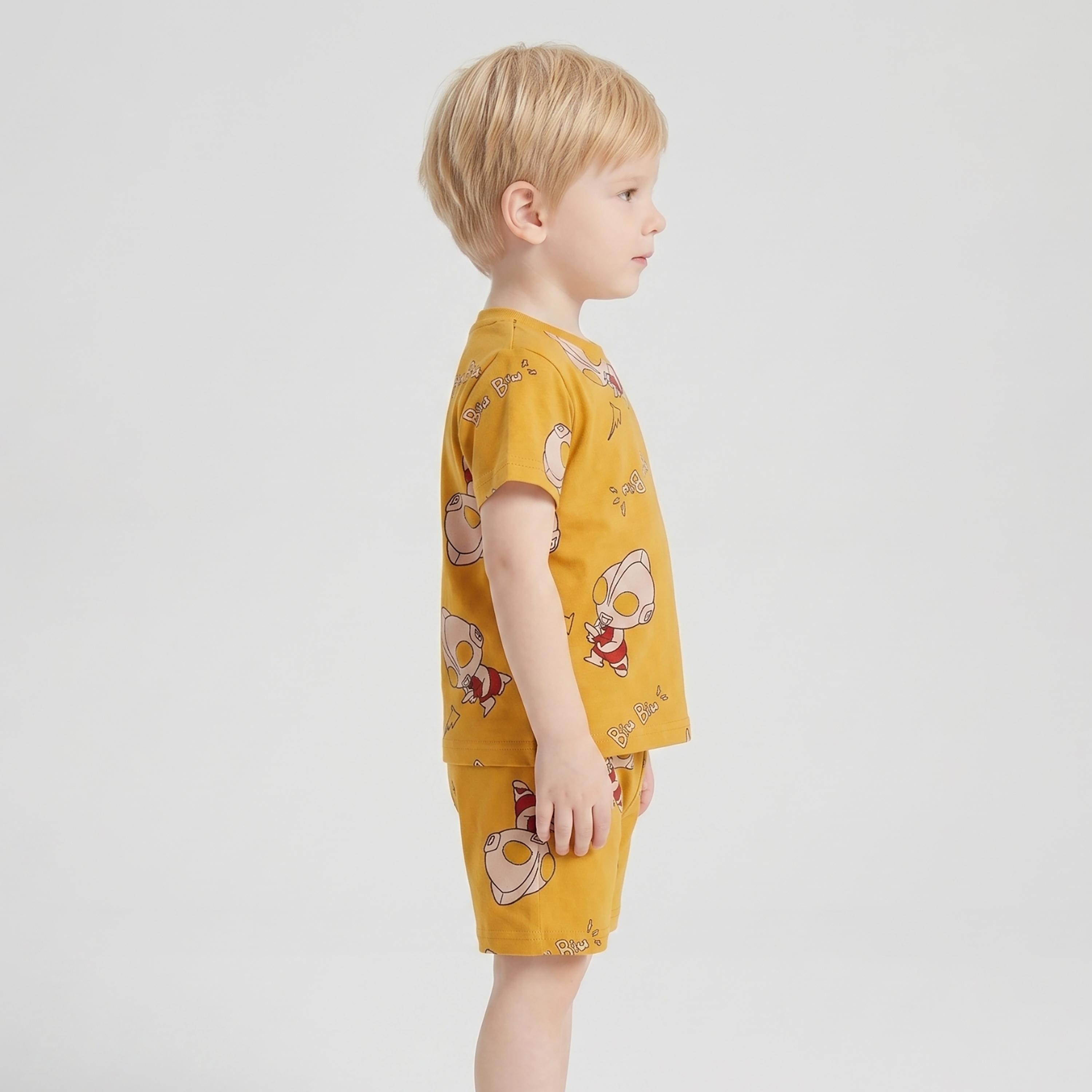 Babyqlo Rocket Print Short Sleeves T-Shirt & Shorts Co-ord Set-boys-clothing-setsandcoords-image-3