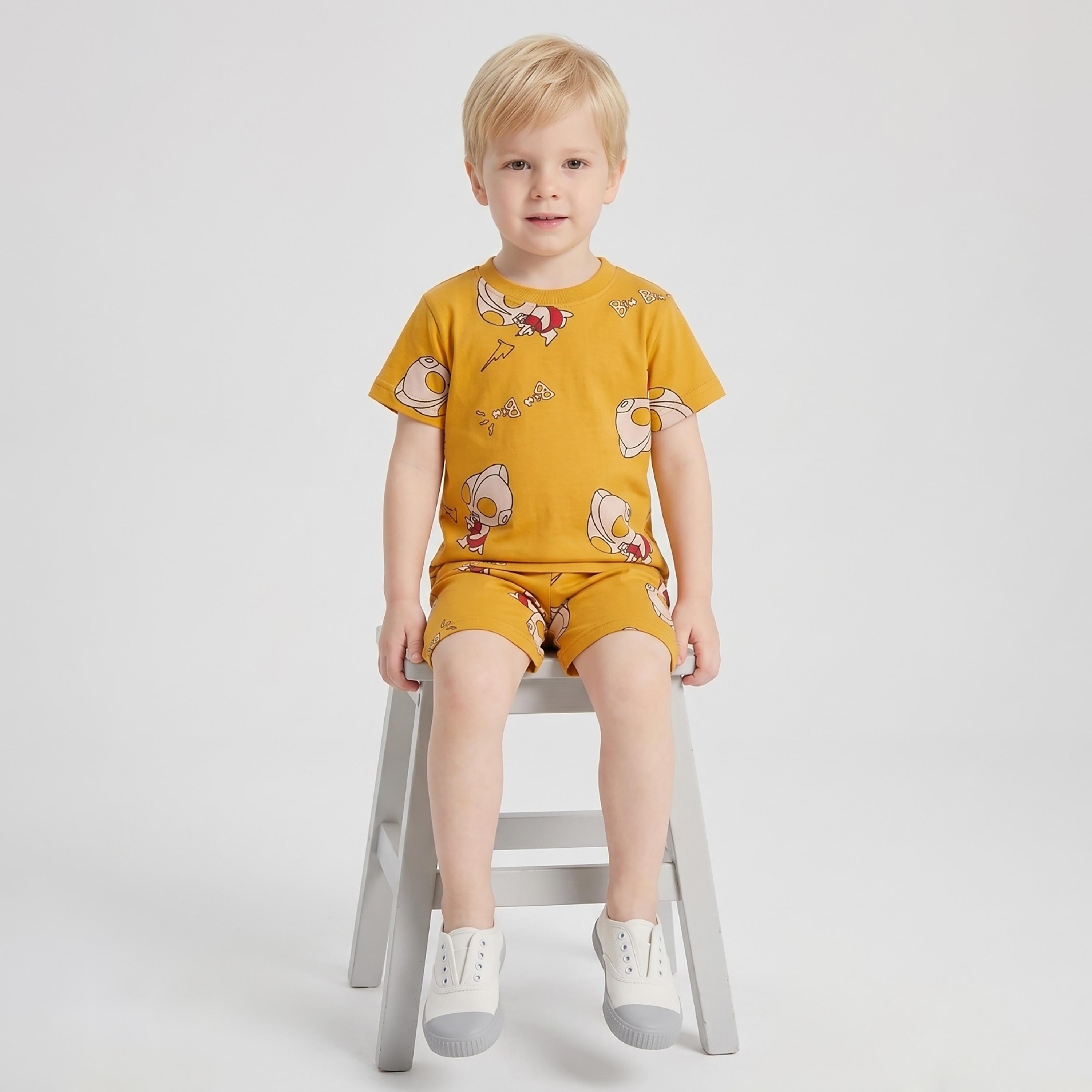 Babyqlo Rocket Print Short Sleeves T-Shirt & Shorts Co-ord Set-boys-clothing-setsandcoords-image-4