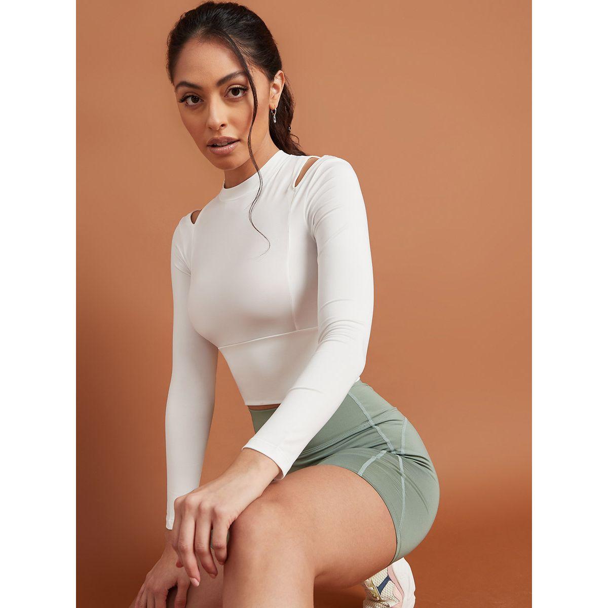 Styli Cut Out Shoulder Detail Long Sleeves Active Top-women-clothing-sportswearandactivewear-tshirtsandvests-image-1