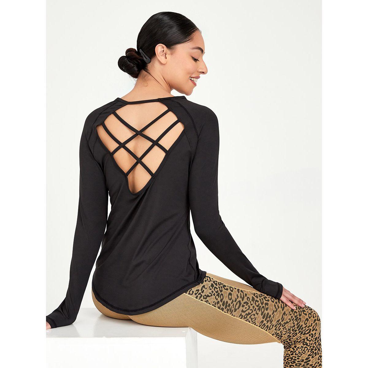 Styli Multi Strap Back Long Sleeves Active Top with Thumbhole-women-clothing-sportswearandactivewear-tshirtsandvests-image-1