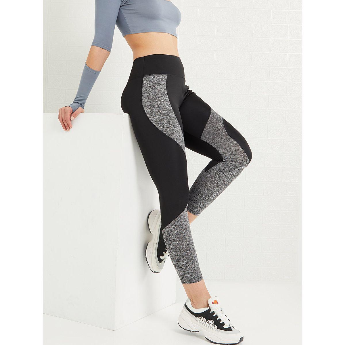 Buy Women s Styli Melange Insert Detail Colorblock Active Leggings Online Centrepoint KSA