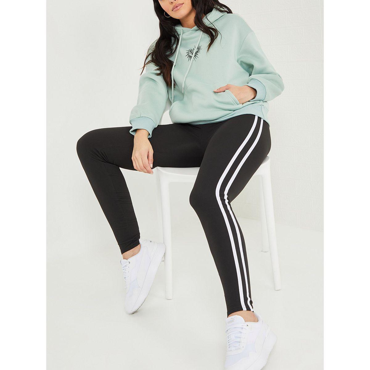 Styli Contrast Dual Side Striped Leggings with Drawstring Detail-women-clothing-bottoms-leggings-image-1