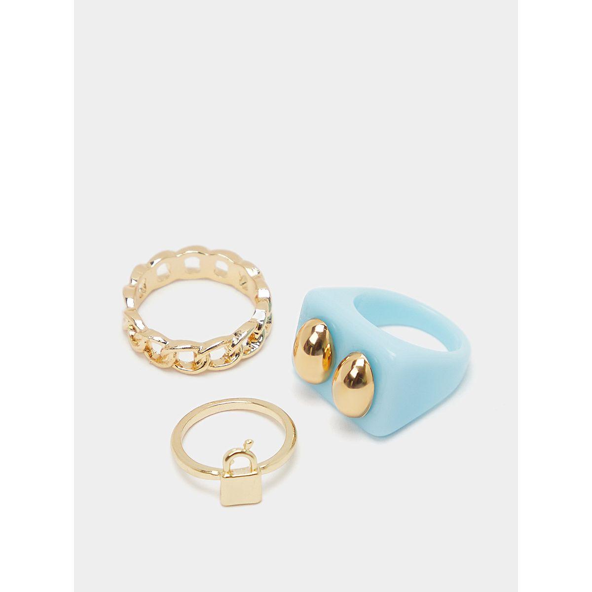Styli Set of 6 - Chain Textured Detail and Chunky Ring-women-watchesandjewellery-jewellery-rings-image-4