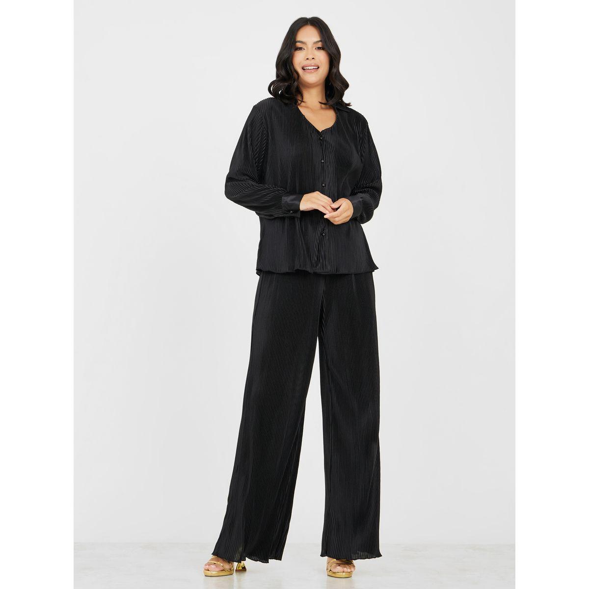 طقم منسق من ( بنطال + بلوزة بليسيه )-women-clothing-coordsets-image-1