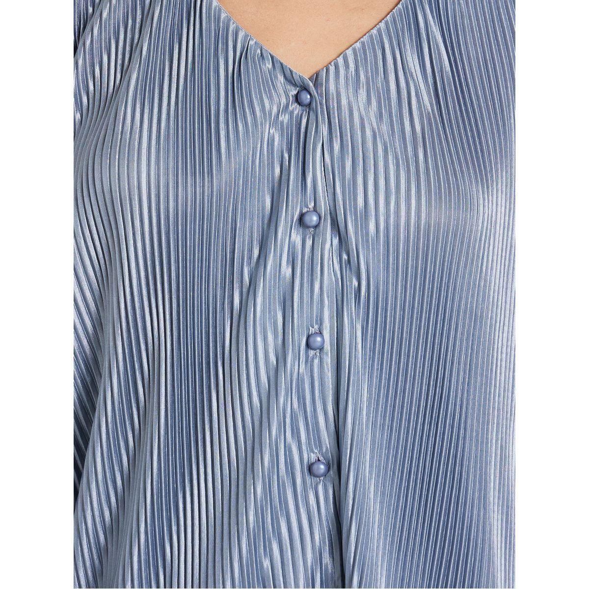 Styli Collared Plisse Shirt & Wide Leg Trouser Co-Ord Set-women-clothing-coordsets-image-3