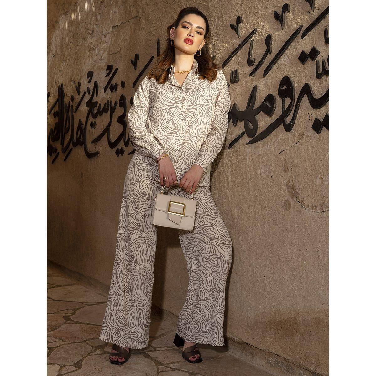 Styli Abstract Print Longline Shirt with Wide Leg Trouser Co-Ord Set-women-clothing-coordsets-image-7