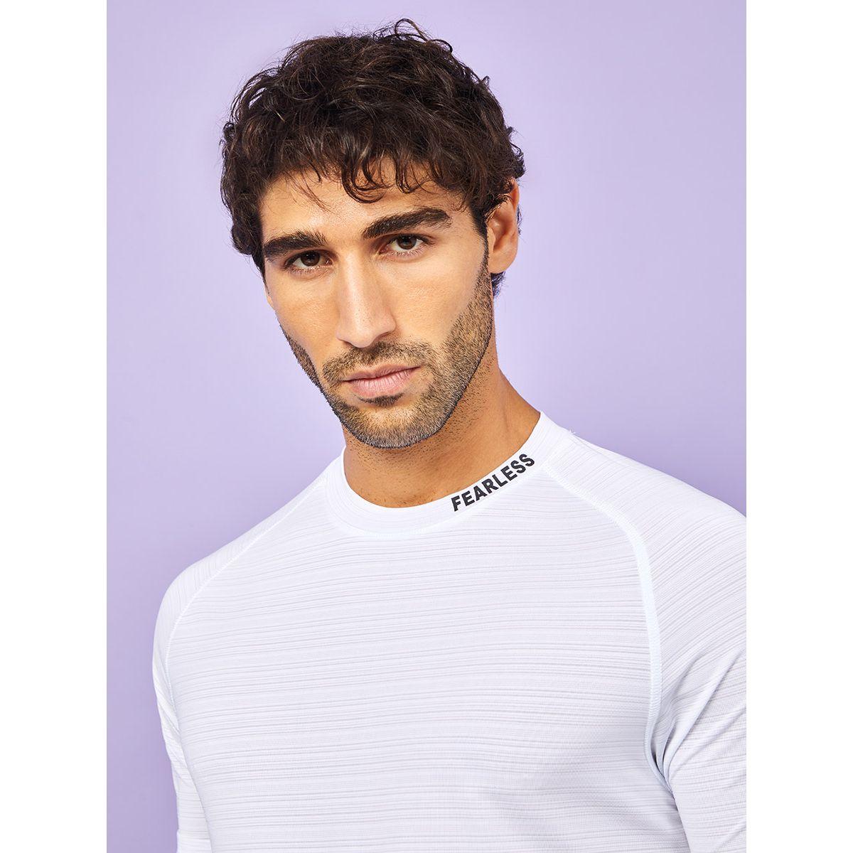 Styli Active Fearless Print Round Neck Textured Active Top-sports-men-clothing-tshirtsandpolos-image-1