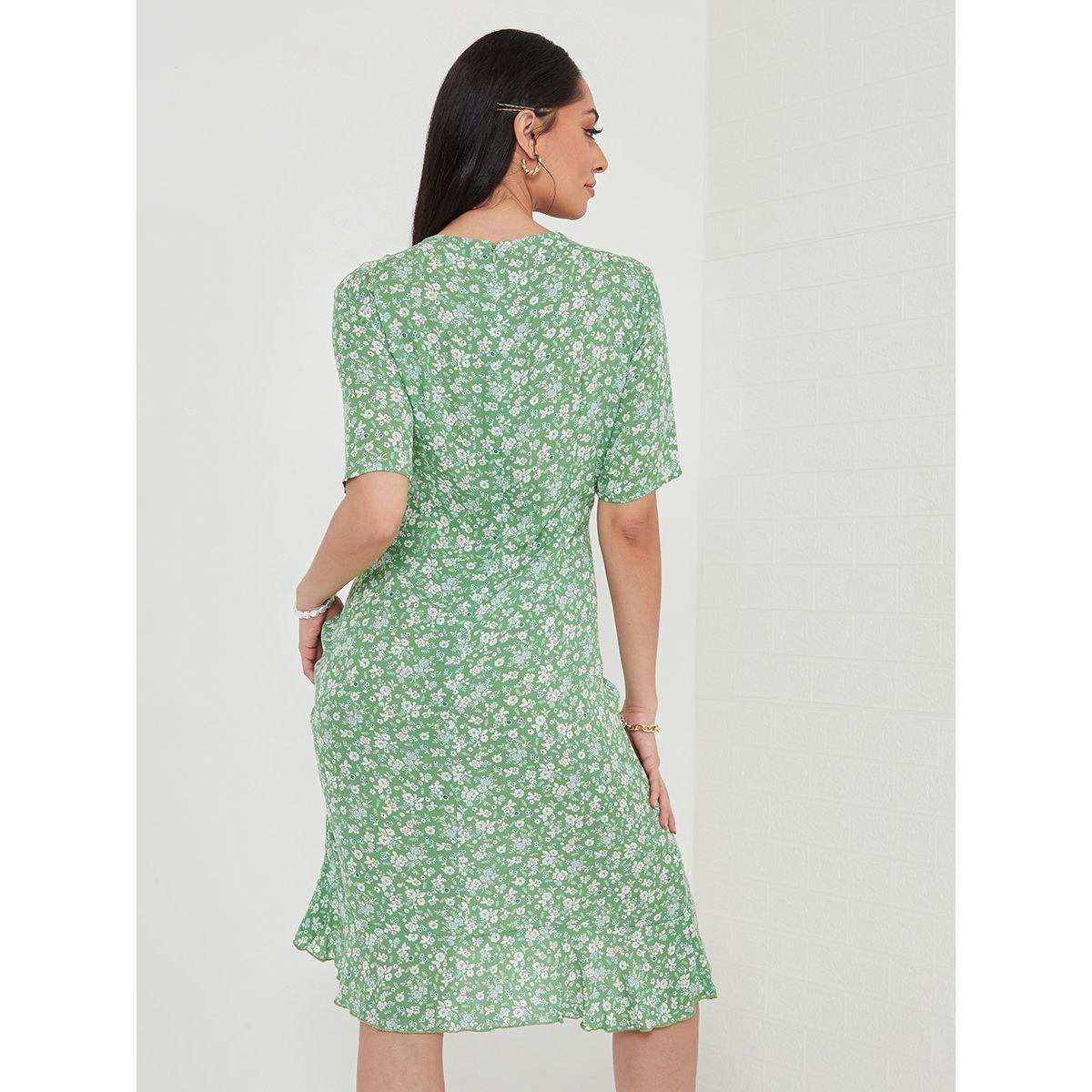 Styli Short Sleeves V Neck Floral Print Smock Midi Dress-women-clothing-dresses-image-5
