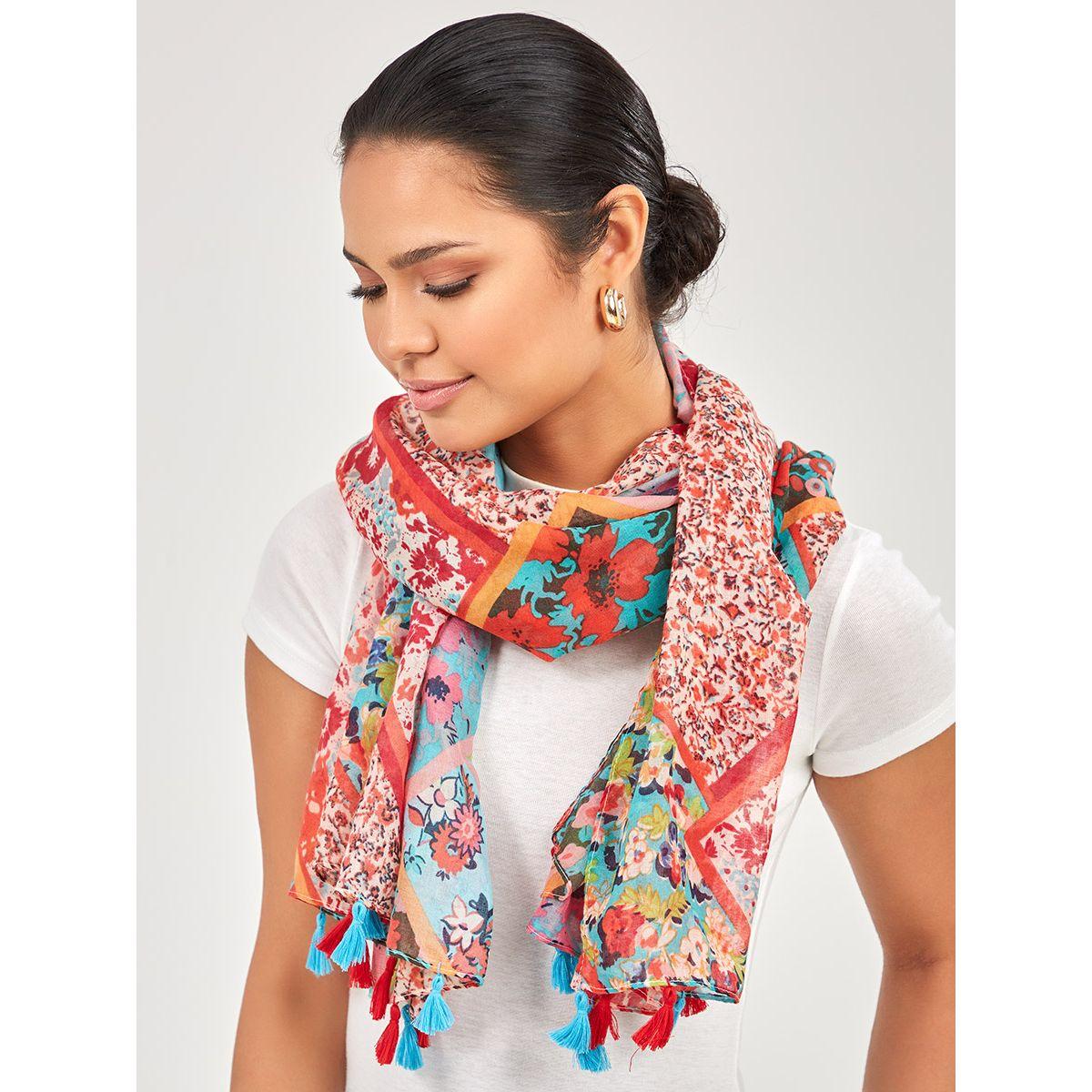 Styli Printed Scarf With Tassel Detail-women-winterwear-scarves-image-2