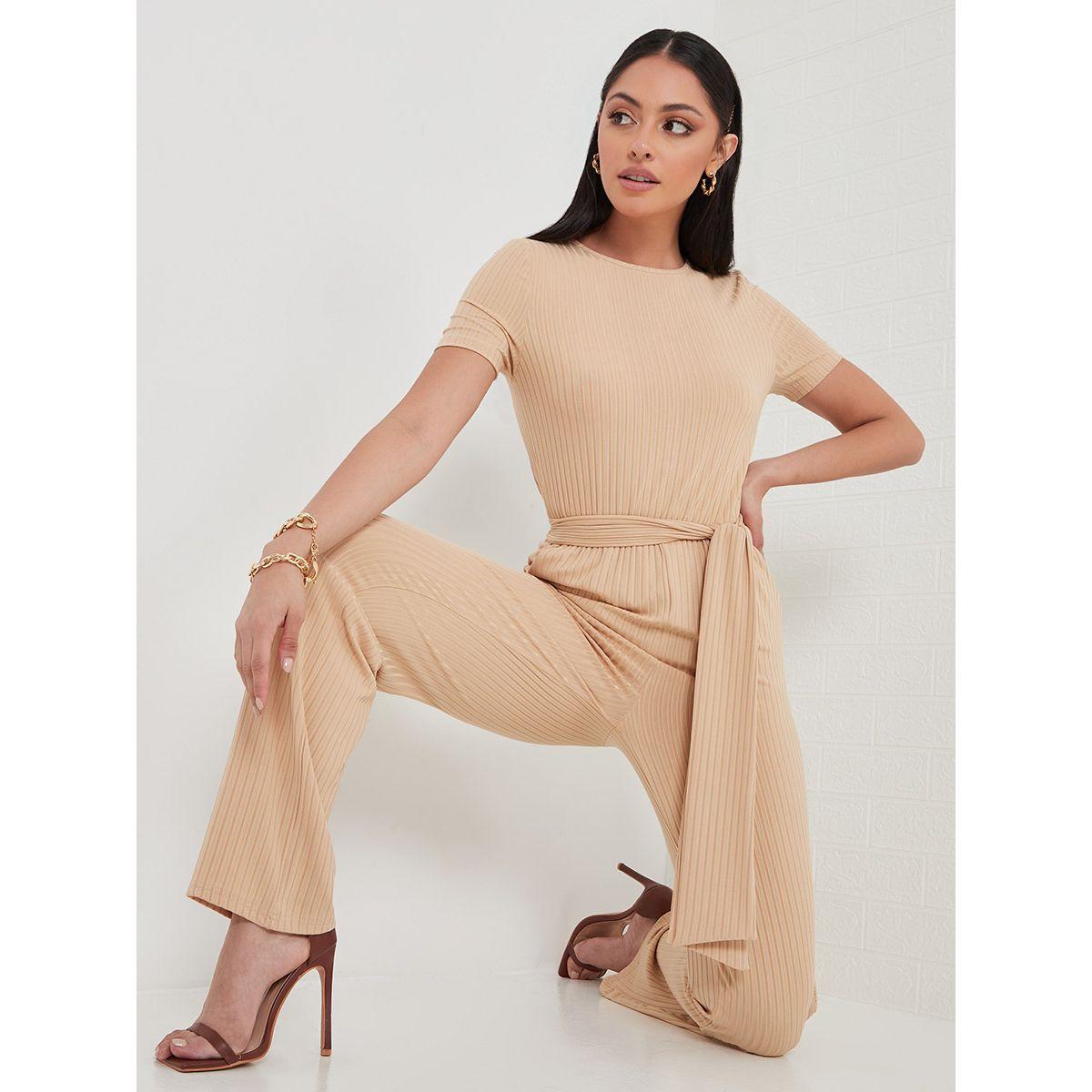 جمبسوت مضلع باكمام قصيرة من ريد تايب-women-clothing-jumpsuits-image-1