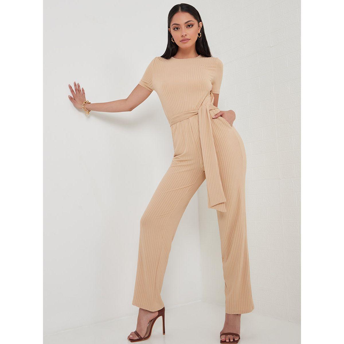 جمبسوت مضلع باكمام قصيرة من ريد تايب-women-clothing-jumpsuits-image-2