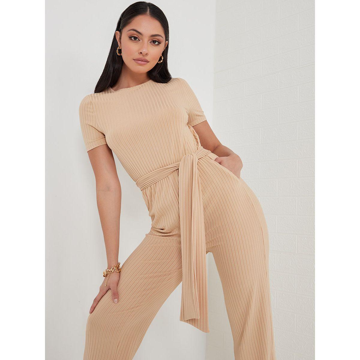 جمبسوت مضلع باكمام قصيرة من ريد تايب-women-clothing-jumpsuits-image-3