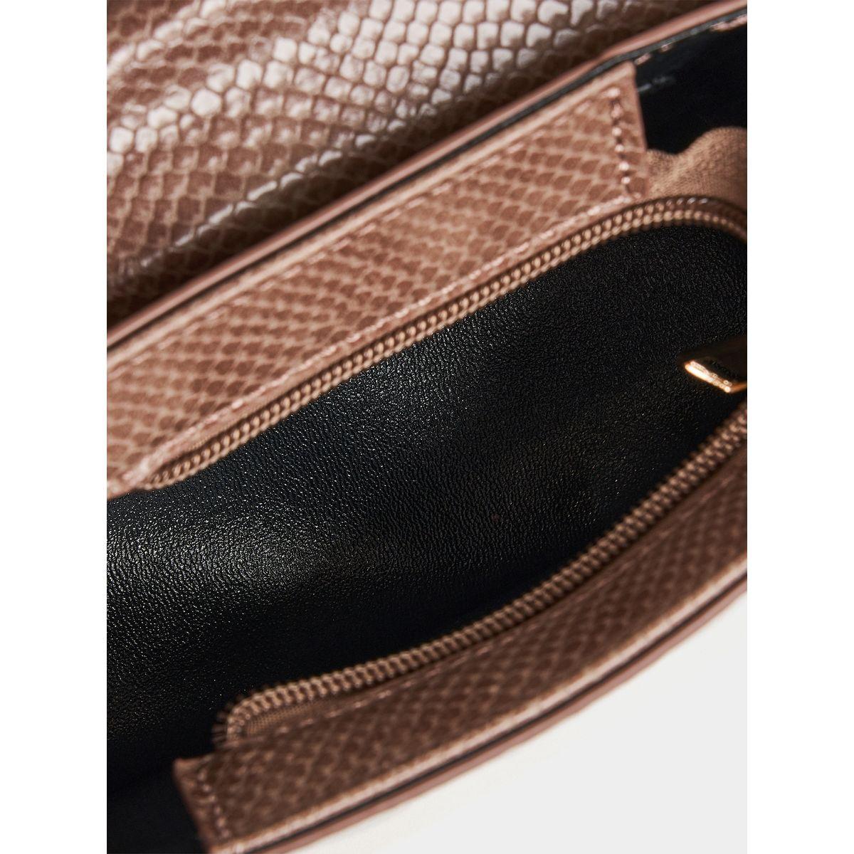 Styli Snakeskin Textured Flap Handbag with Chain Detail-women-bagsandwallets-handbags-image-4