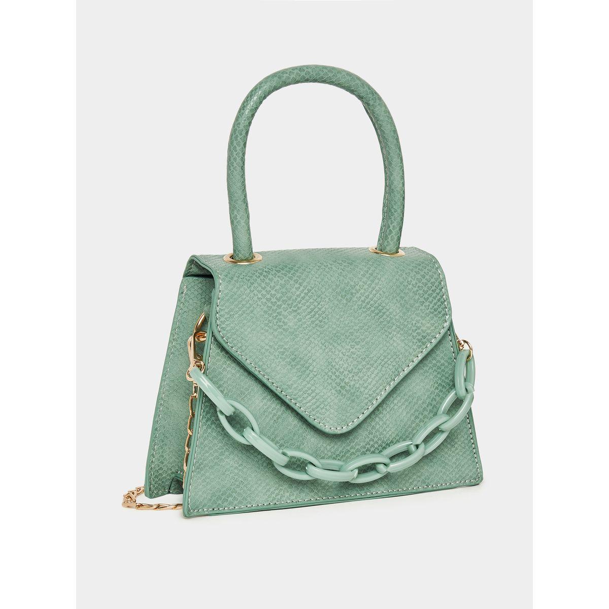 Styli Snakeskin Textured Flap Handbag with Chain Detail-women-bagsandwallets-handbags-image-1
