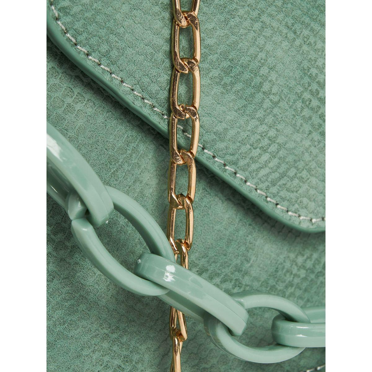 Styli Snakeskin Textured Flap Handbag with Chain Detail-women-bagsandwallets-handbags-image-2