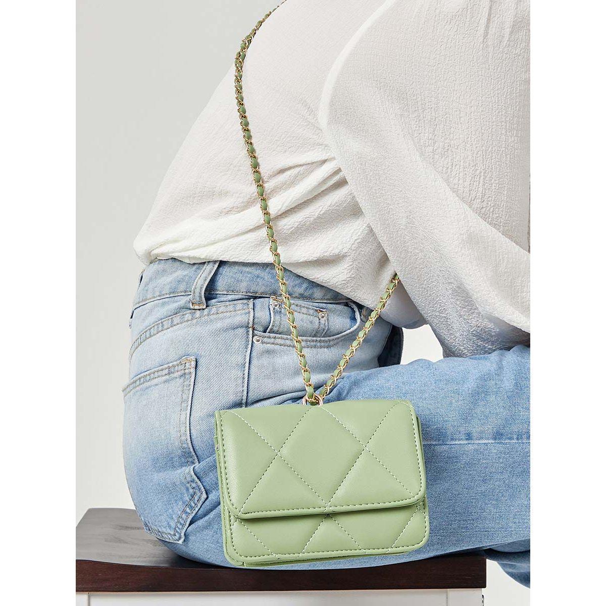 Styli Stitch Pattern Flap Crossbody Bag with Chain Strap-women-bagsandwallets-handbags-image-1