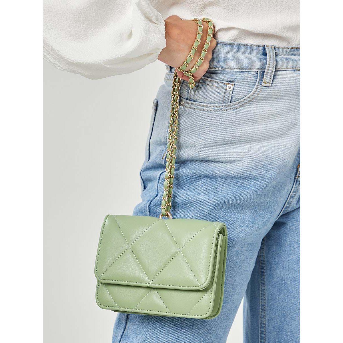 Styli Stitch Pattern Flap Crossbody Bag with Chain Strap-women-bagsandwallets-handbags-image-2