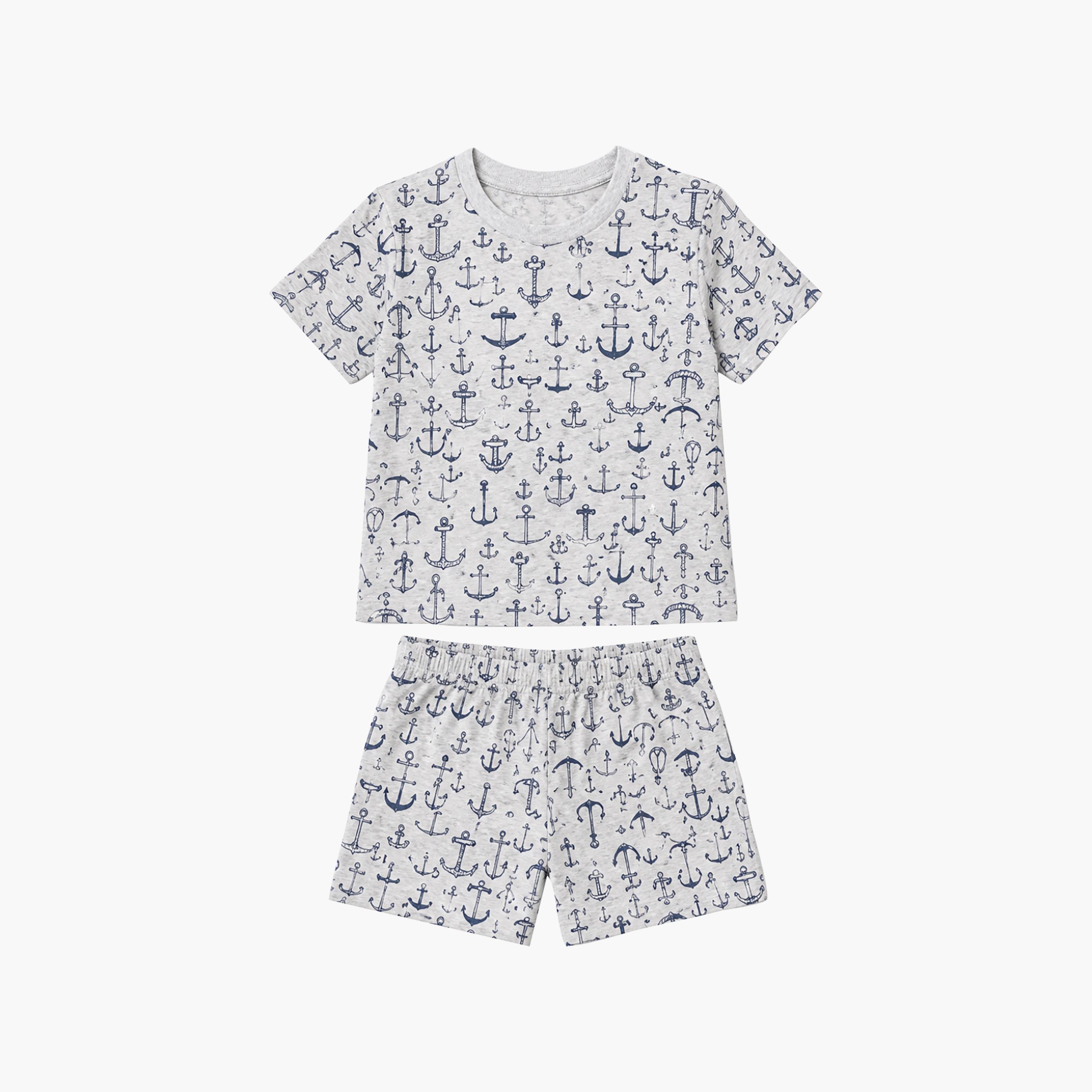 Babyqlo Anchor Print Short Sleeves T-Shirt & Shorts Co-ord Set-boys-clothing-setsandcoords-image-6