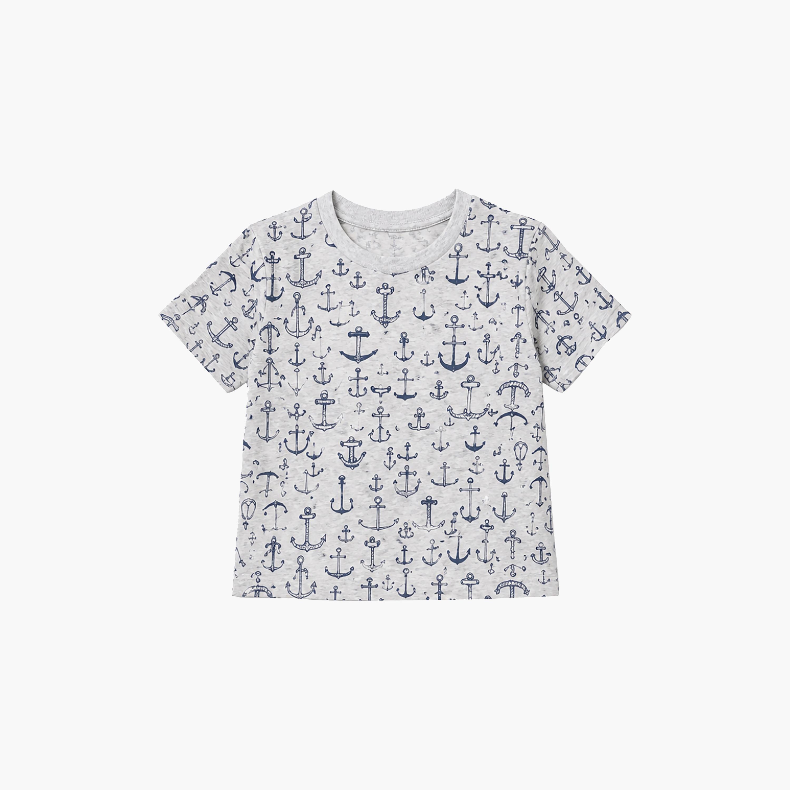 Babyqlo Anchor Print Short Sleeves T-Shirt & Shorts Co-ord Set-boys-clothing-setsandcoords-image-7