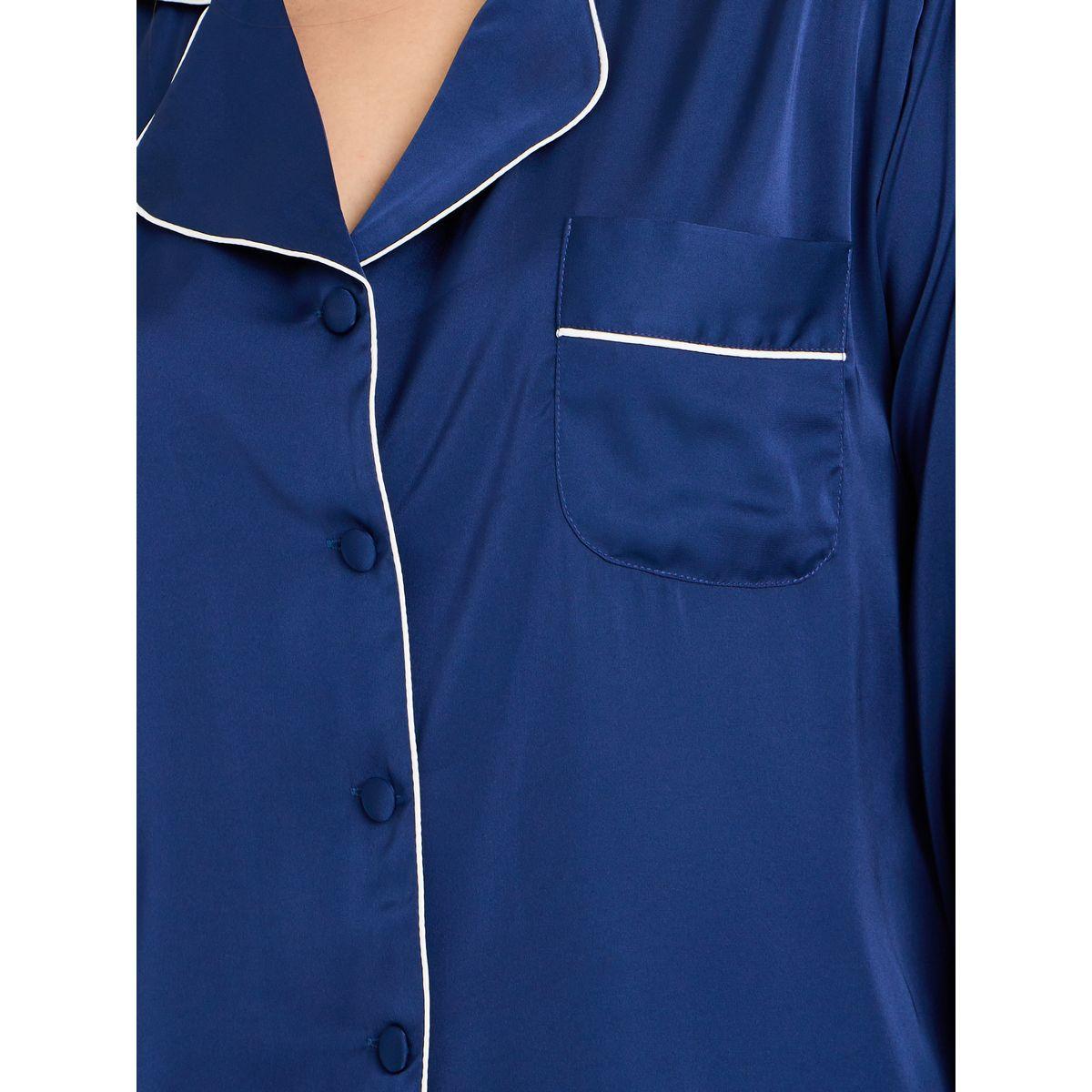 Styli Unwind Solid Piped Button Through Shirt & Pyjama Set-women-clothing-nightwear-pyjamas-longsets-image-3