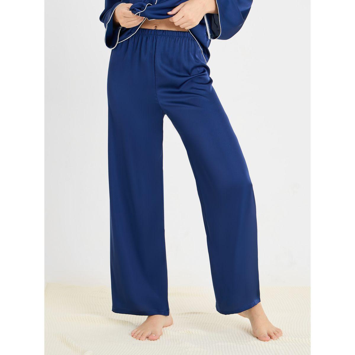 Styli Unwind Solid Piped Button Through Shirt & Pyjama Set-women-clothing-nightwear-pyjamas-longsets-image-4