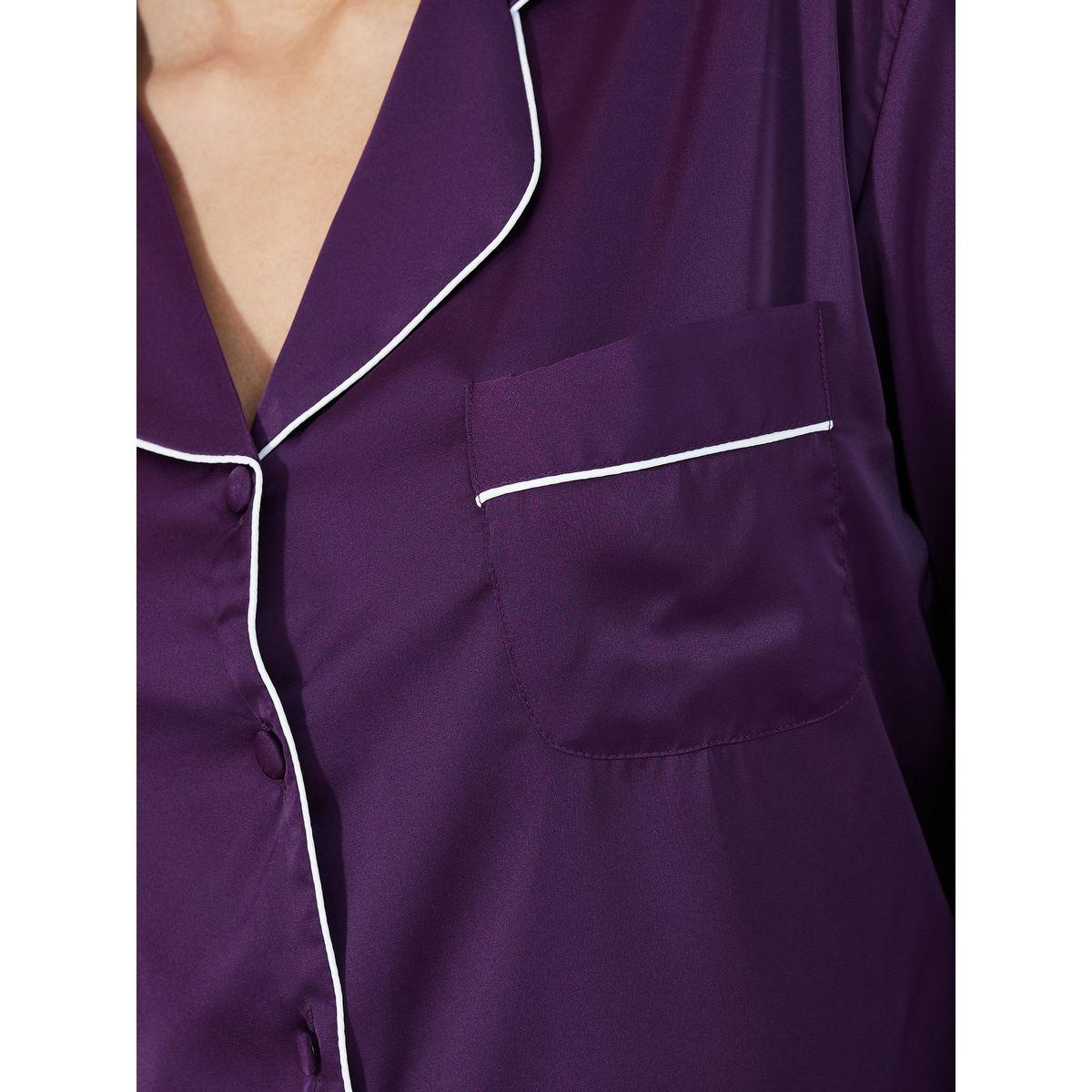Styli Unwind Solid Piped Button Through Shirt & Pyjama Set-women-clothing-nightwear-pyjamas-longsets-image-4