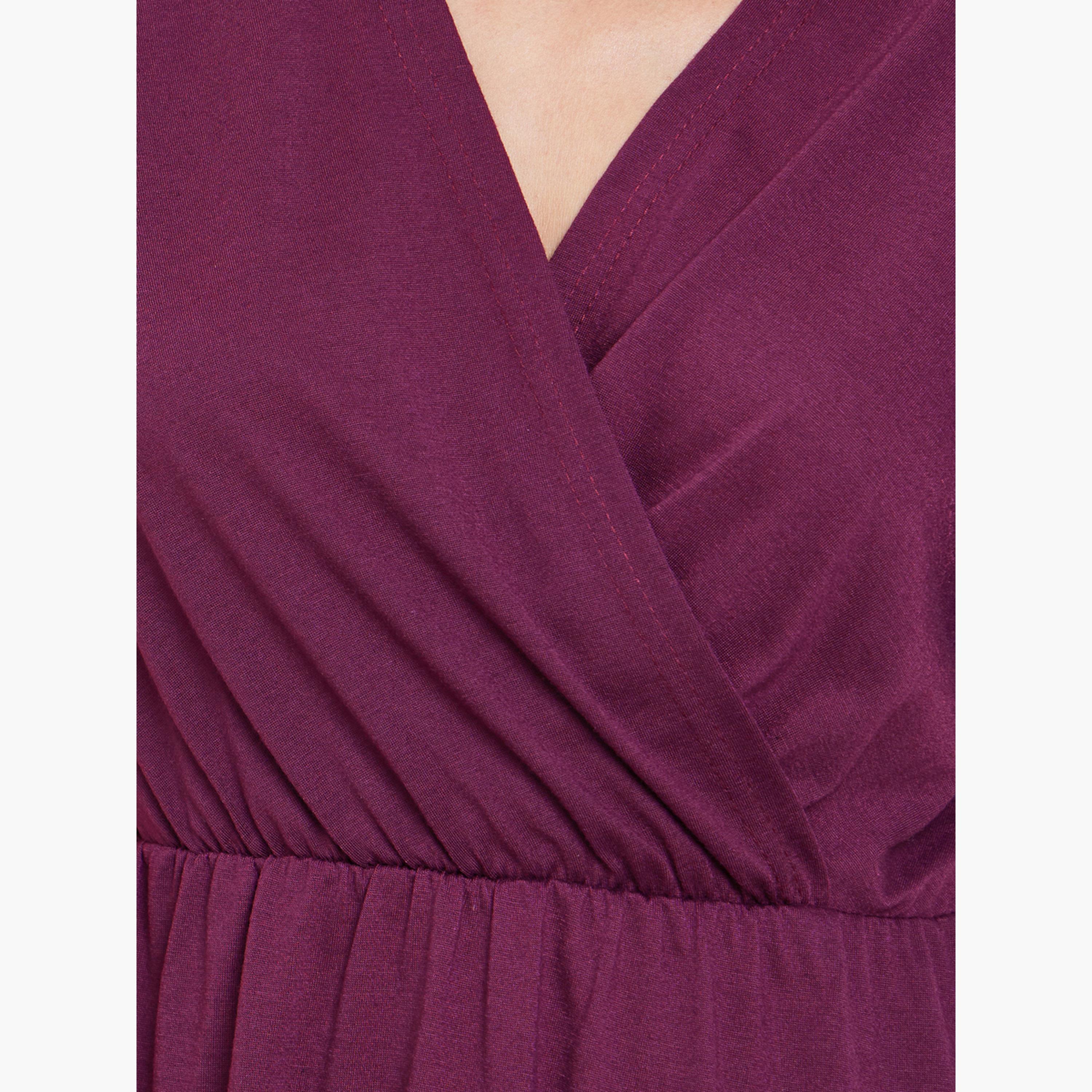 قميص نوم سادة بنمط لف وأكمام قصيرة-women-clothing-nightwear-nighties-image-3