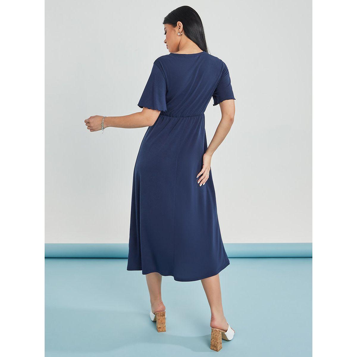 Styli Solid Wrap Front Midi Nightdress-women-clothing-nightwear-nighties-image-10