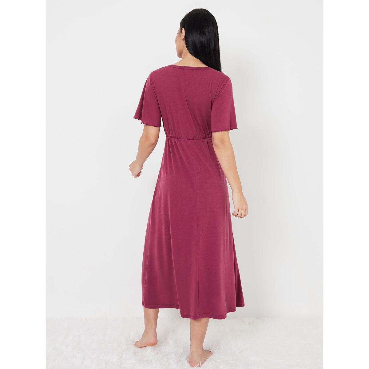 فستان نوم ميدي باكمام قصيرة من ستايلي-women-clothing-nightwear-nighties-image-4