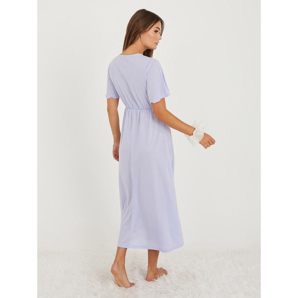 Styli Solid Wrap Front Midi Nightdress-women-clothing-nightwear-nighties-image-5