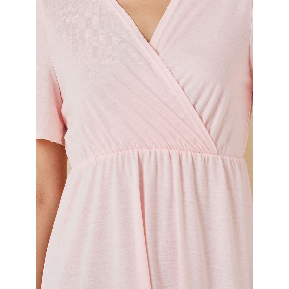 Styli Unwind Solid Wrap Front Nightdress-women-clothing-nightwear-nighties-image-4