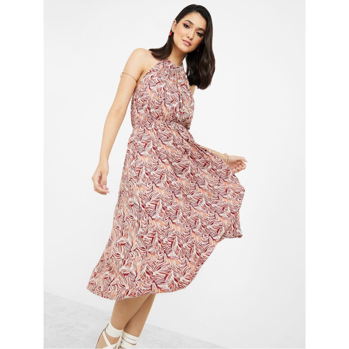 Styli Premium Viscose Halter Neck Midi Dress-women-clothing-dresses-image-1