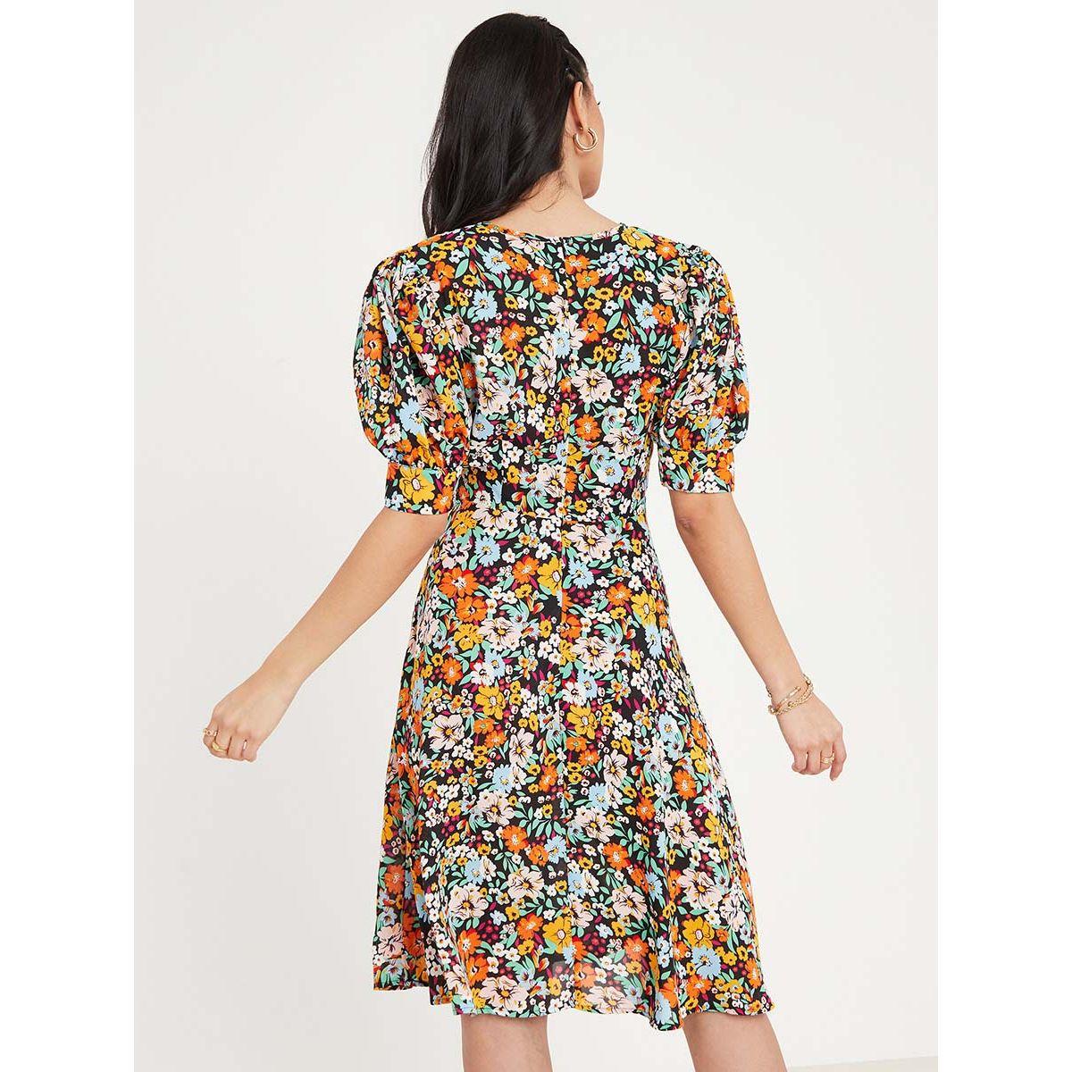 فستان مطبع بزهور واكمام منفوشة-women-clothing-dresses-image-4
