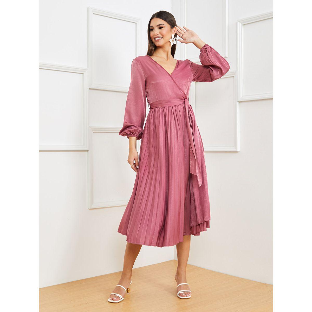 فستان ميدي بنمط لف من ستايلي-women-clothing-dresses-image-1