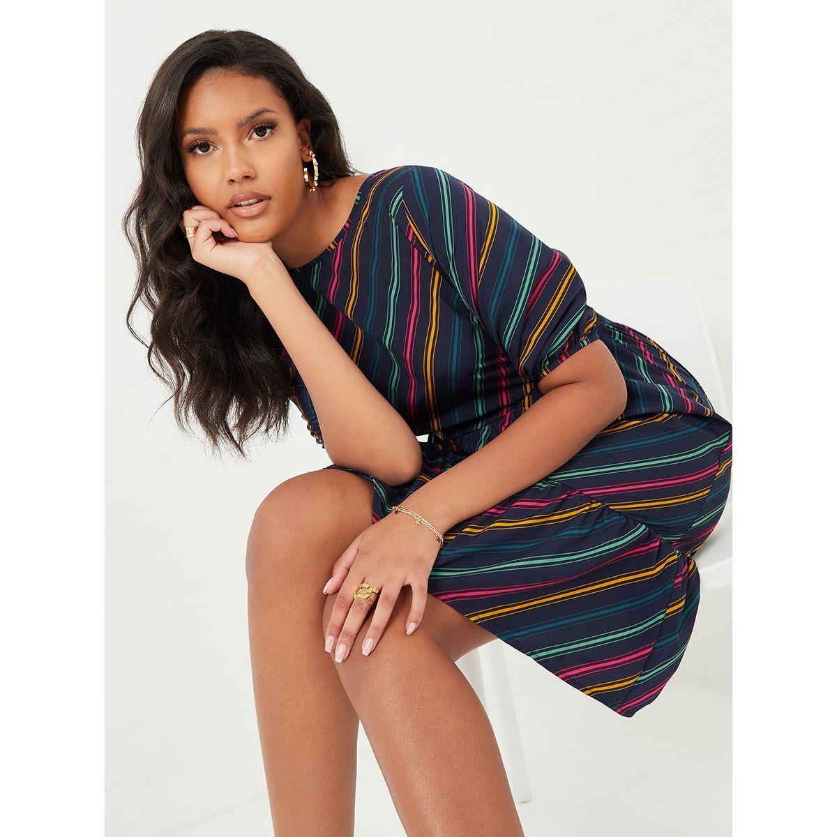 فستان مخطط باكمام قصيرة من ريد تايب-women-clothing-dresses-image-1