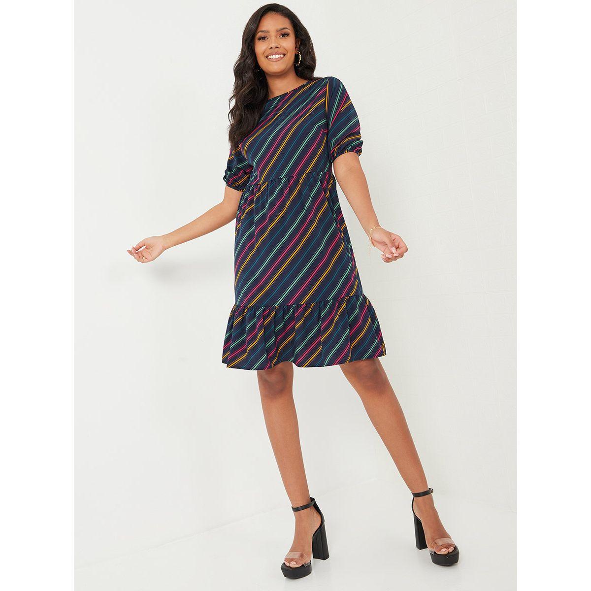 فستان مخطط باكمام قصيرة من ريد تايب-women-clothing-dresses-image-2