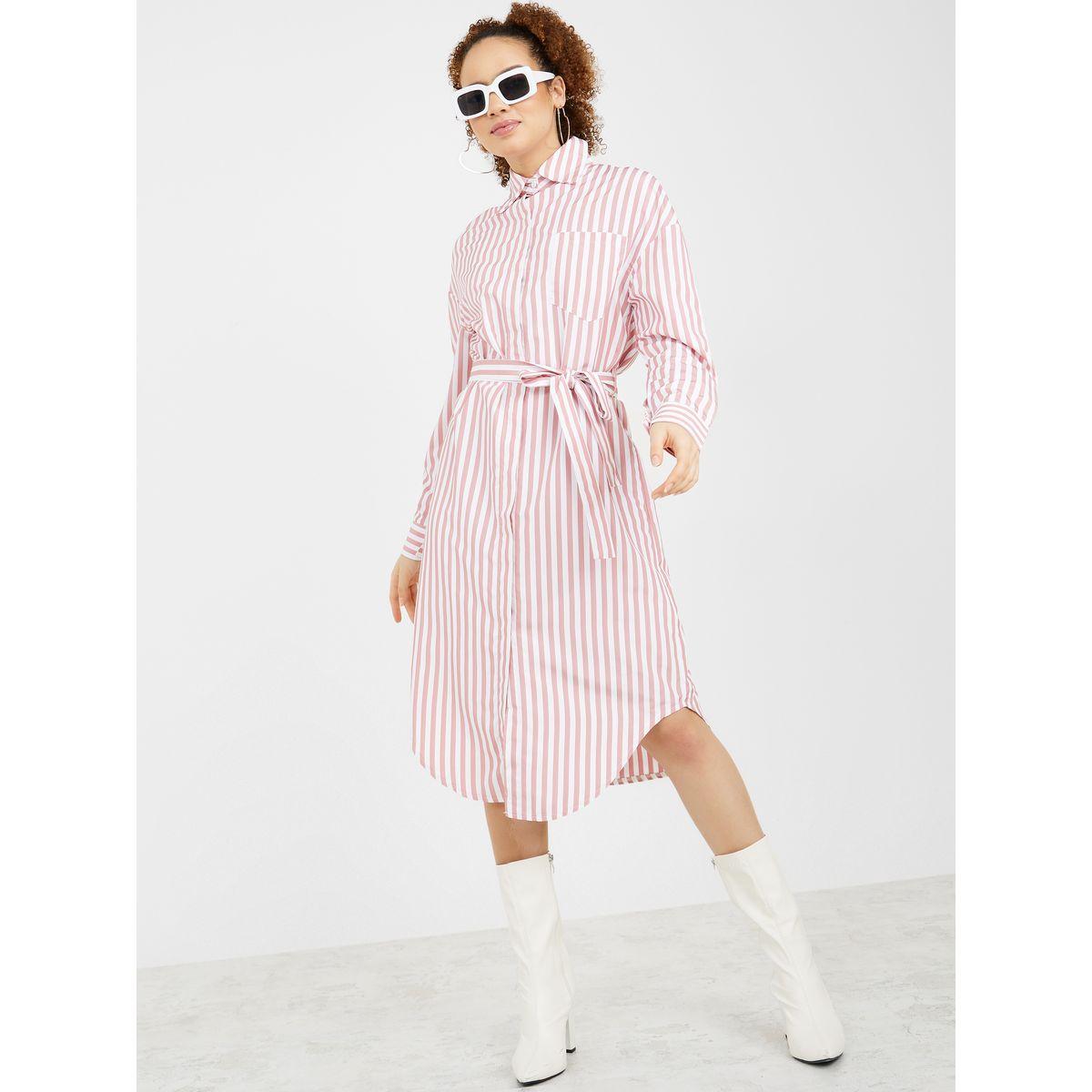 فستان ميدي مخطط باكمام طويلة من ستايلي-women-clothing-dresses-image-2