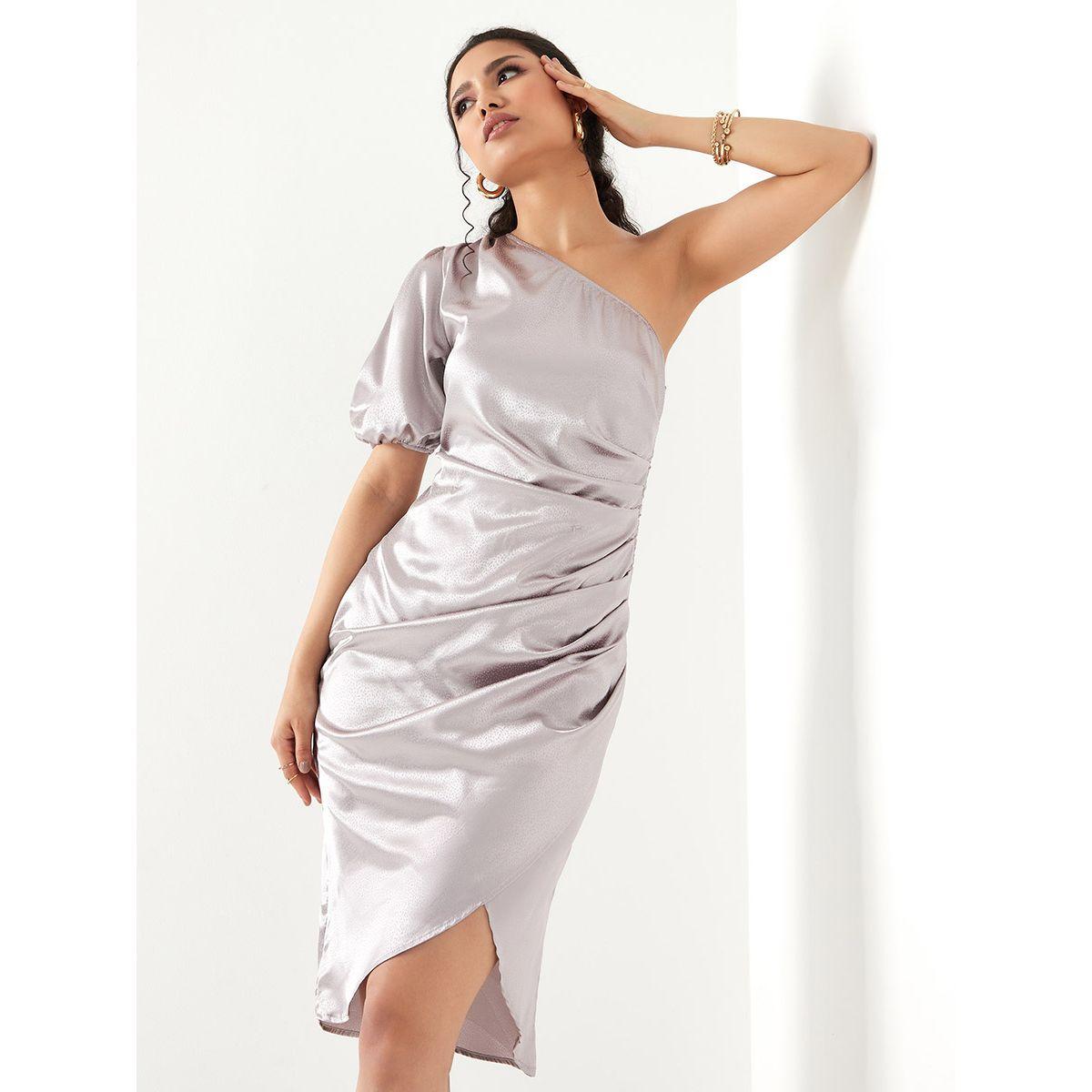 Styli One Sleeves Pleated Wrap Front Tulip Style Midi Dress-women-clothing-dresses-image-2