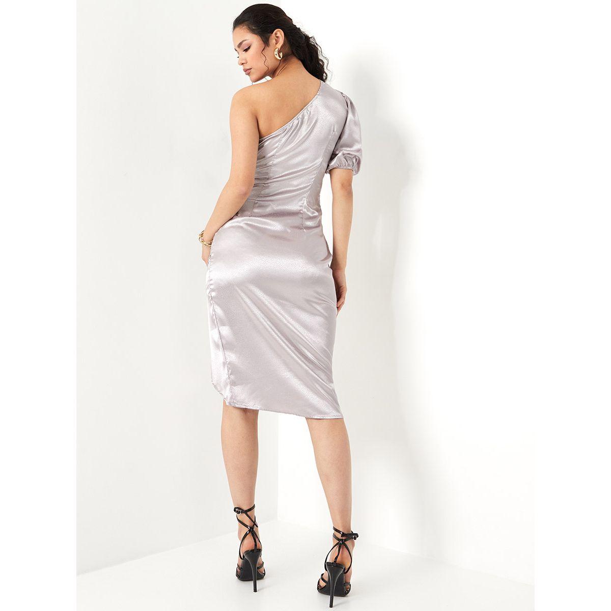 Styli One Sleeves Pleated Wrap Front Tulip Style Midi Dress-women-clothing-dresses-image-4