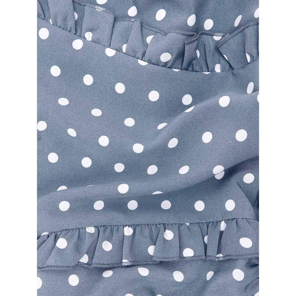 Styli Pussybow Neck Ruffle Detail Polka Dot A-Line Midi Dress-women-clothing-dresses-image-5