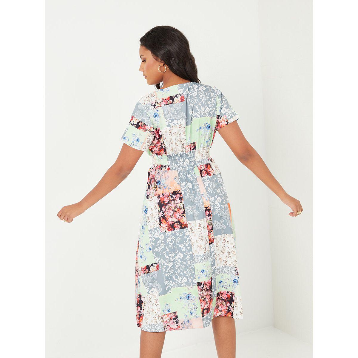 فستان مطبع بزهور واكمام قصيرة-women-clothing-dresses-image-4