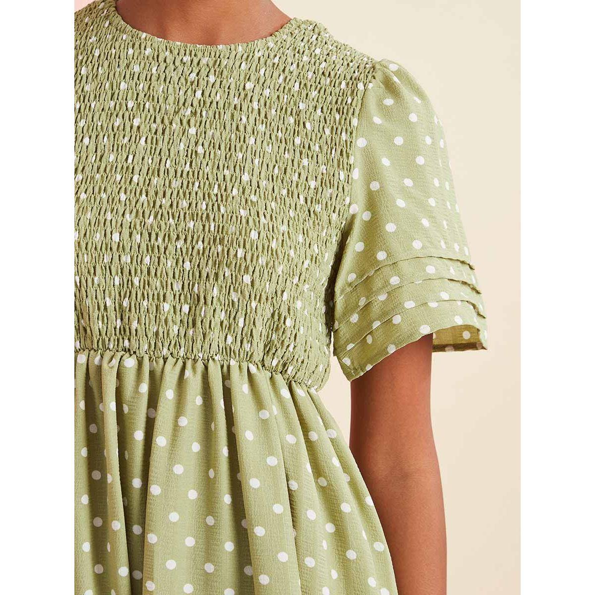 Styli Short Sleeves Polka Dot Smocked Maxi Dress-women-clothing-dresses-image-3