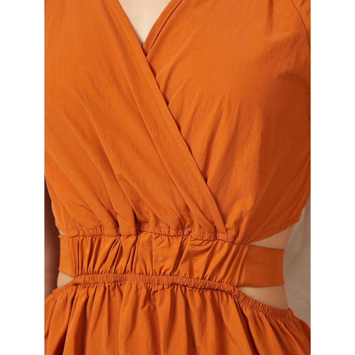 Styli Cuffed Sleeves Cut-Out Waist Detail A-Line Midi Dress-women-clothing-dresses-image-3