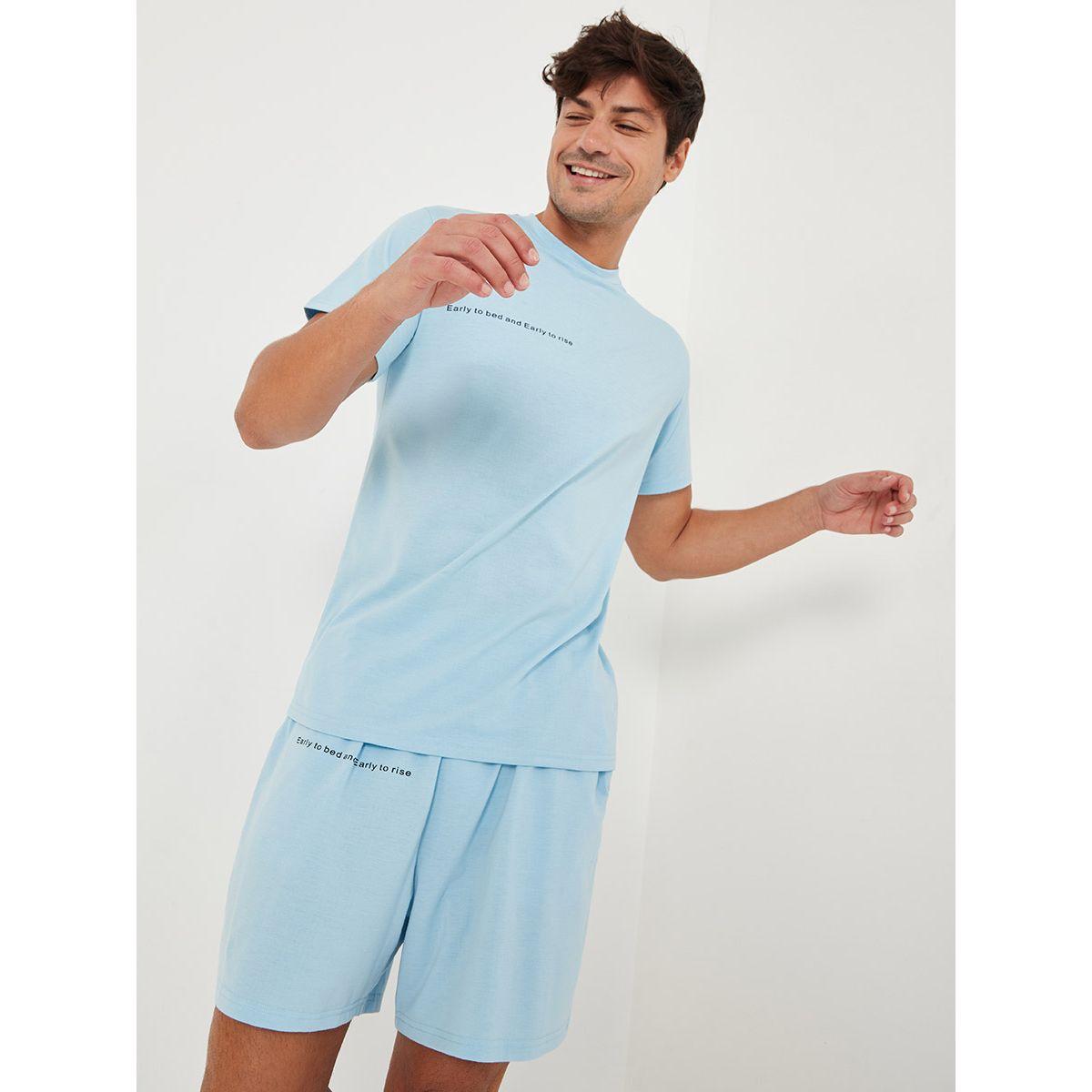 Styli Text Placement Print T-shirt and Shorts Sleep Set-men-clothing-nightwear-sets-image-1