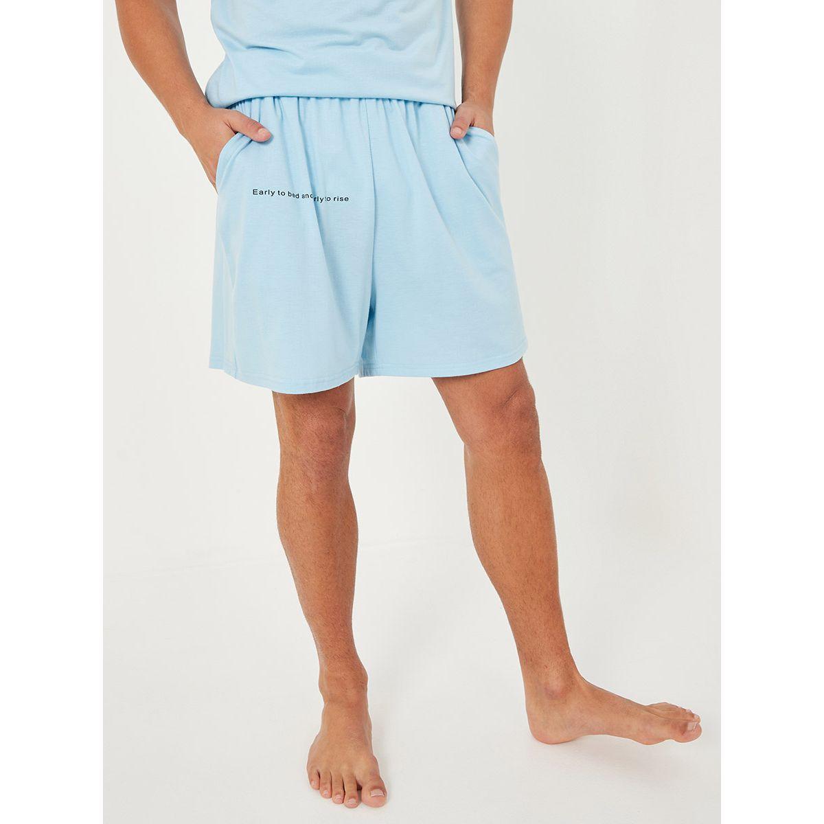 Styli Text Placement Print T-shirt and Shorts Sleep Set-men-clothing-nightwear-sets-image-4