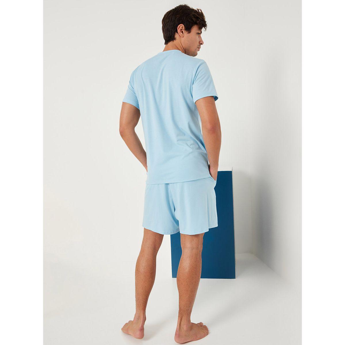 Styli Text Placement Print T-shirt and Shorts Sleep Set-men-clothing-nightwear-sets-image-5