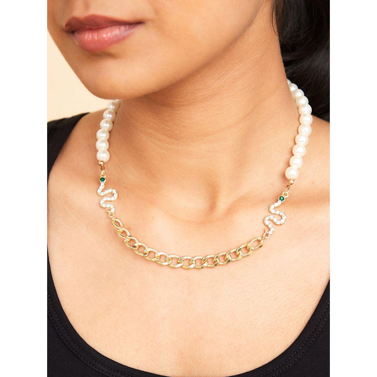 عقد بنمط سلسلة مزين بلؤلؤ من ستايلي-women-watchesandjewellery-jewellery-necklacesandpendants-image-1