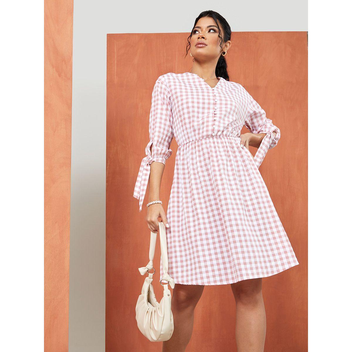 فستان مطبع بمربعات من ريد تايب-women-clothing-dresses-image-1