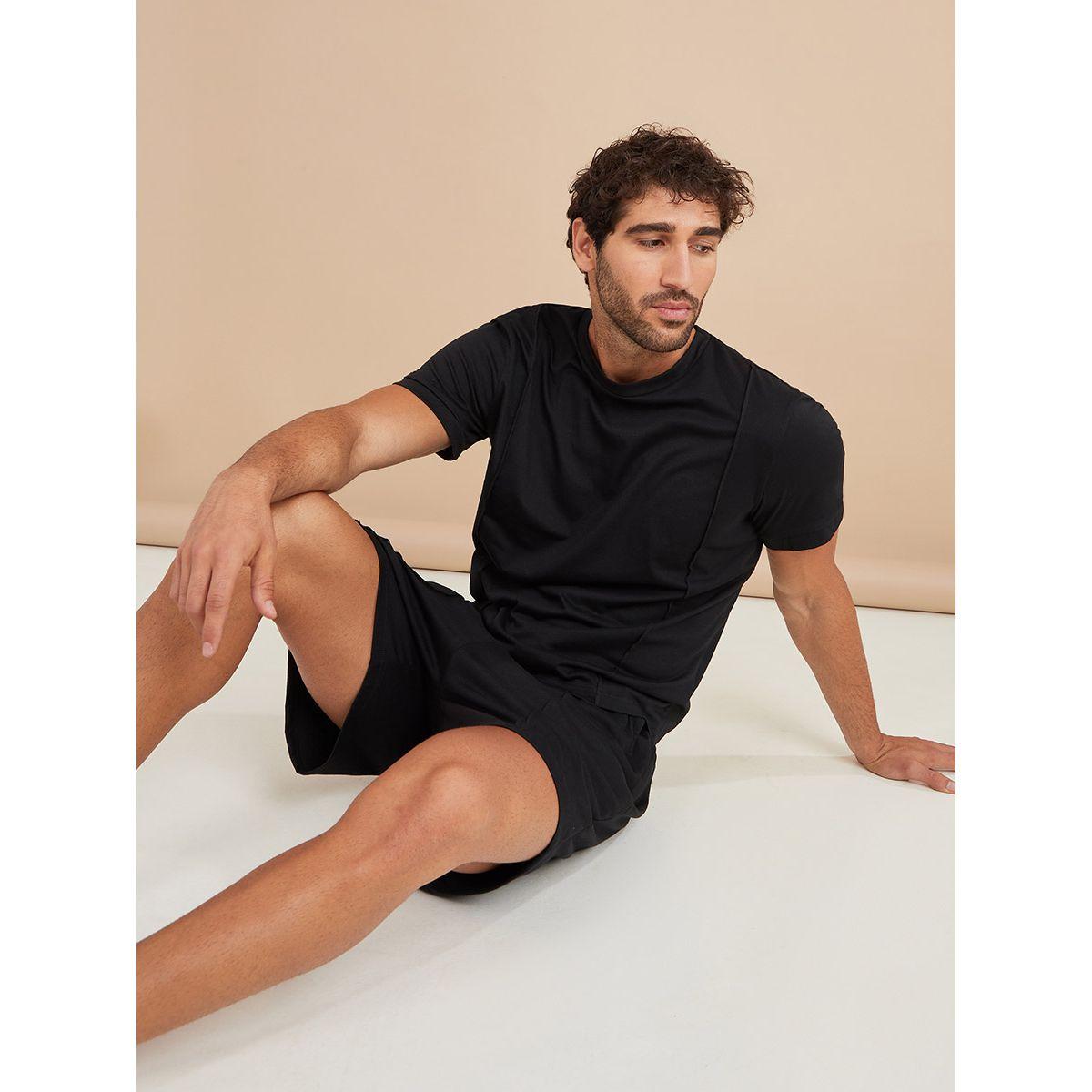 Styli Pintuck Detail T-shirt and Short Sleep Set-men-clothing-nightwear-sets-image-1